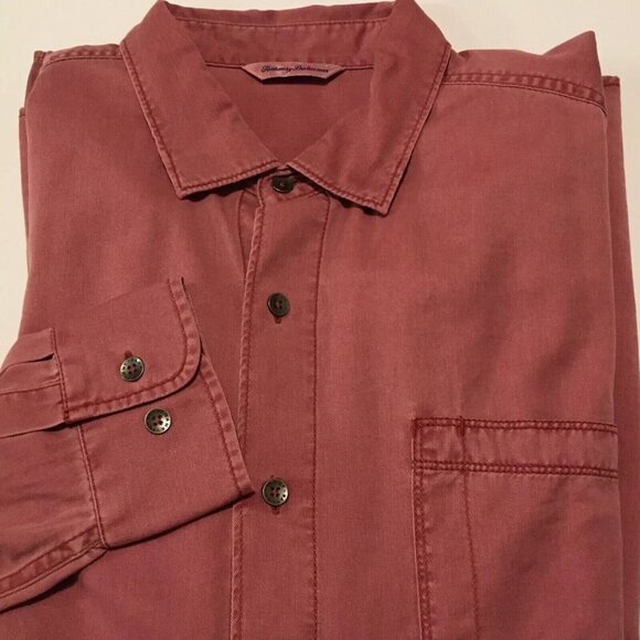 Tommy Bahama Mens Big & Tall Cherry Stone Tahitian Twill Shirt 3XB With Pocket - Picture 3 of 8